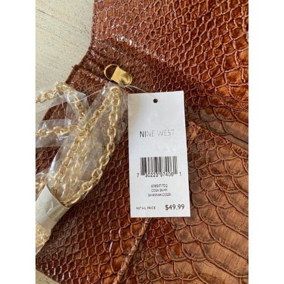 NWT Faux Brown Snakeskin Clutch (Nine West) - Picture 5 of 6